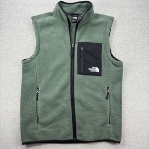 The North Face North Peak Vest Mens Medium Sage Green Full Zip Fleece Pockets